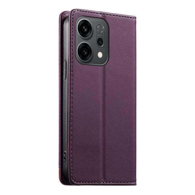 For OPPO Reno14 5G Global Dierfeng Splicing Strong Magnetic RFID Vegan Leather Phone Case