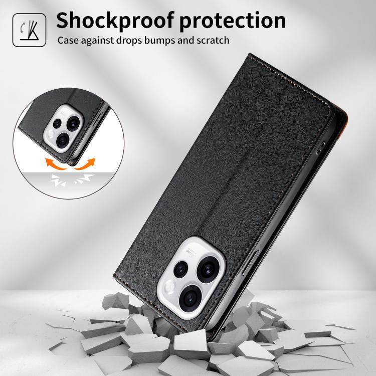 For OPPO Reno15 5G Global Dierfeng Splicing Strong Magnetic RFID Vegan Leather Phone Case