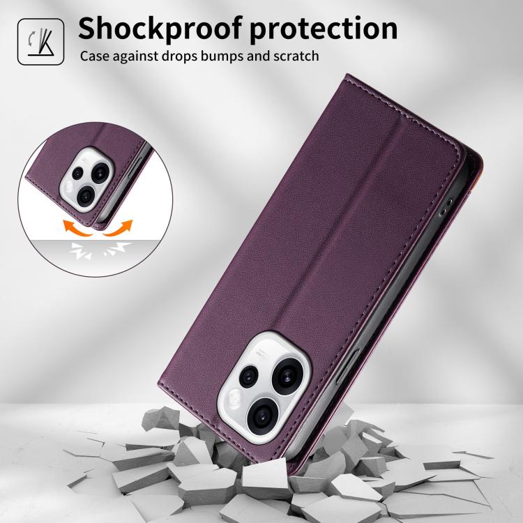 For OPPO Reno15 Pro 5G Global Dierfeng Splicing Strong Magnetic RFID Vegan Leather Phone Case
