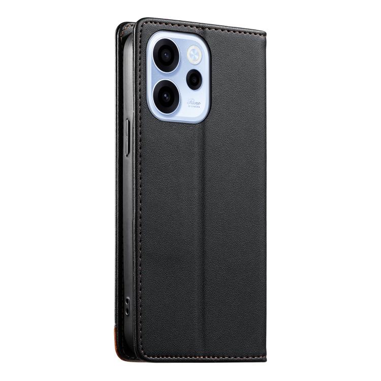For OPPO Reno15 FS 5G Dierfeng Splicing Strong Magnetic RFID Vegan Leather Phone Case