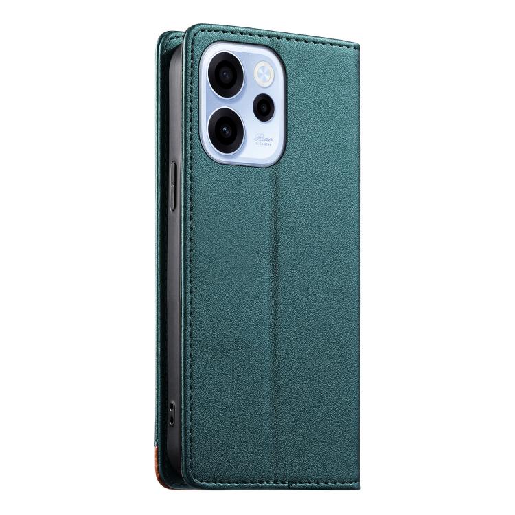 For OPPO Reno15 FS 5G Dierfeng Splicing Strong Magnetic RFID Vegan Leather Phone Case