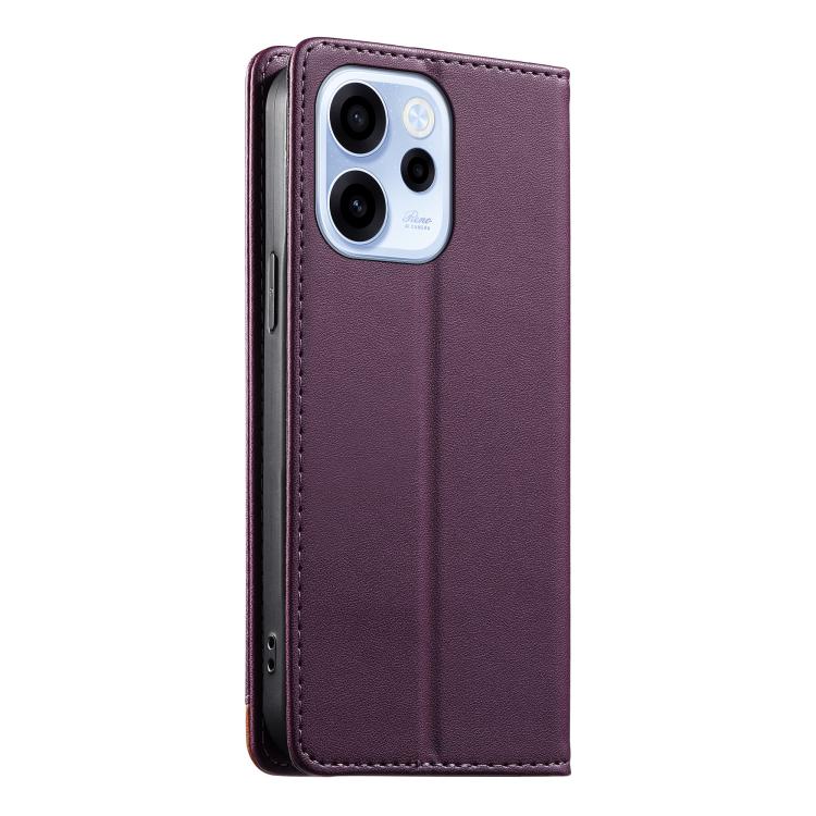For OPPO Reno15 FS 5G Dierfeng Splicing Strong Magnetic RFID Vegan Leather Phone Case