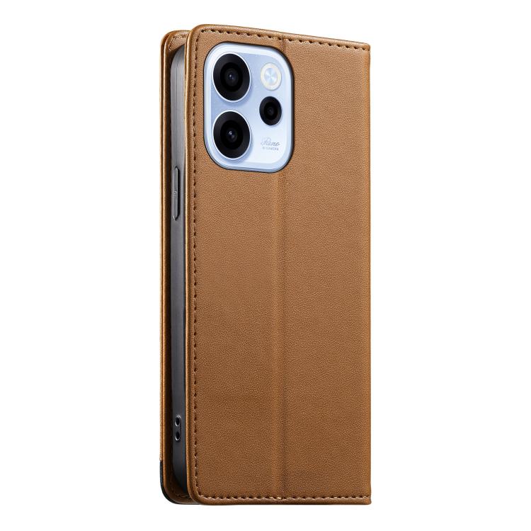 For OPPO Reno15 FS 5G Dierfeng Splicing Strong Magnetic RFID Vegan Leather Phone Case