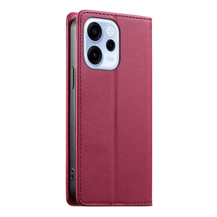 For OPPO Reno15 FS 5G Dierfeng Splicing Strong Magnetic RFID Vegan Leather Phone Case