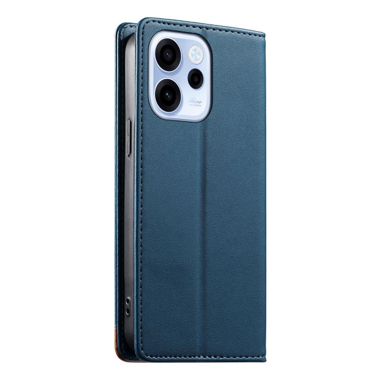 For OPPO Reno15 FS 5G Dierfeng Splicing Strong Magnetic RFID Vegan Leather Phone Case