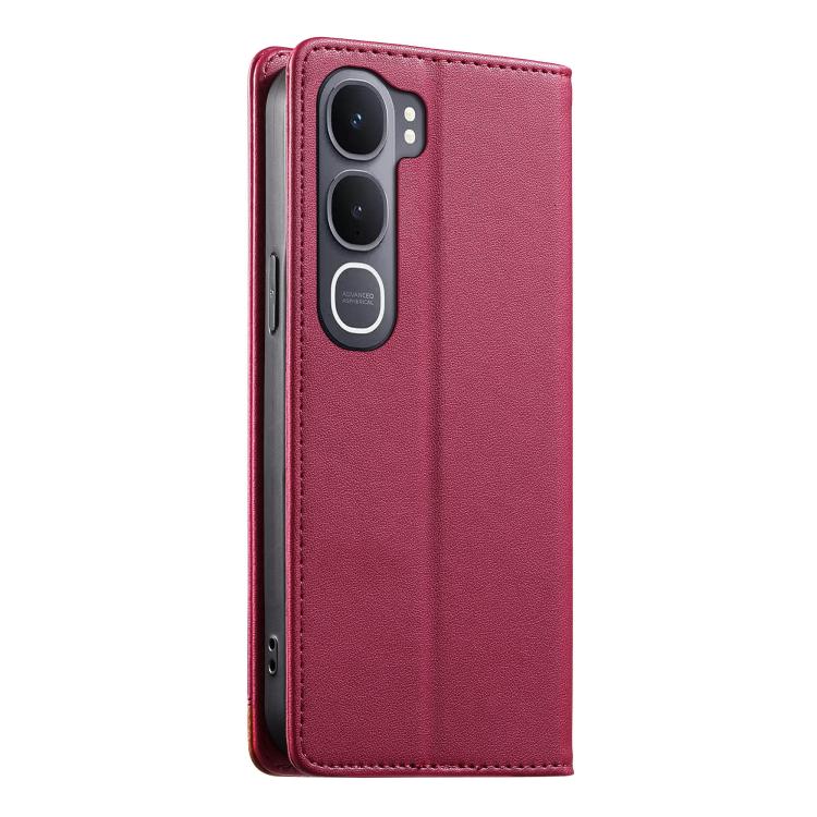 For vivo Y31 5G Dierfeng Splicing Strong Magnetic RFID Vegan Leather Phone Case