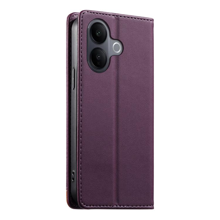 For vivo V60 Lite 5G Dierfeng Splicing Strong Magnetic RFID Vegan Leather Phone Case