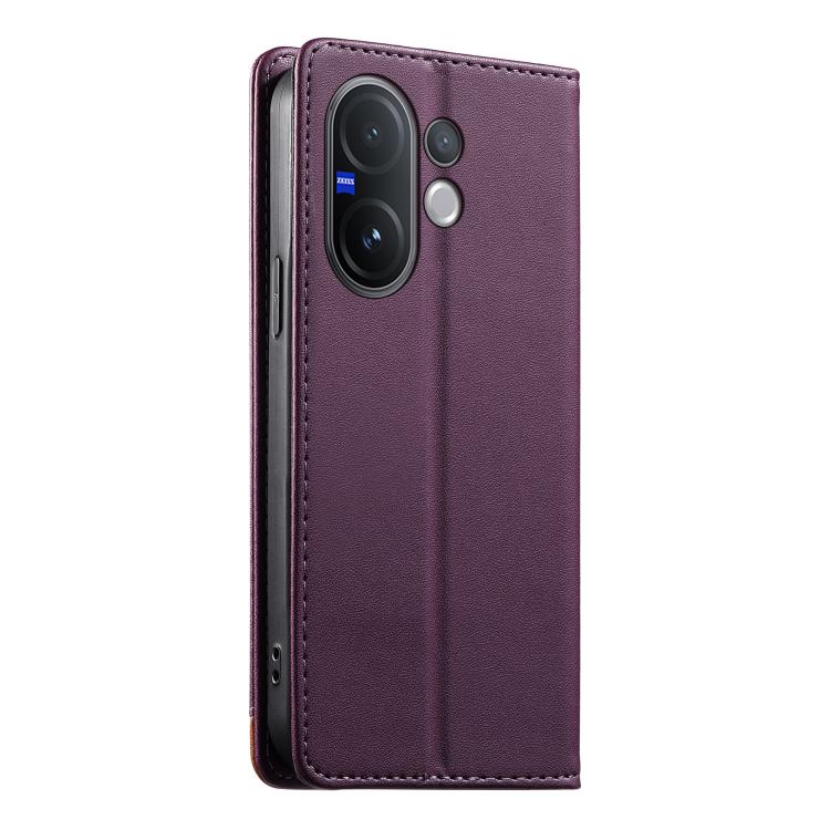 For vivo V60 5G Dierfeng Splicing Strong Magnetic RFID Vegan Leather Phone Case
