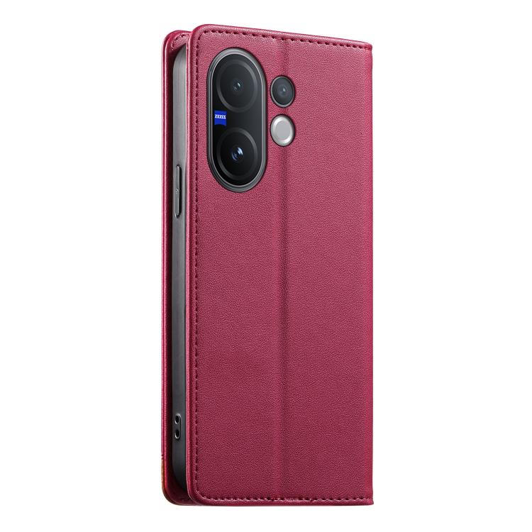 For vivo V60 5G Dierfeng Splicing Strong Magnetic RFID Vegan Leather Phone Case