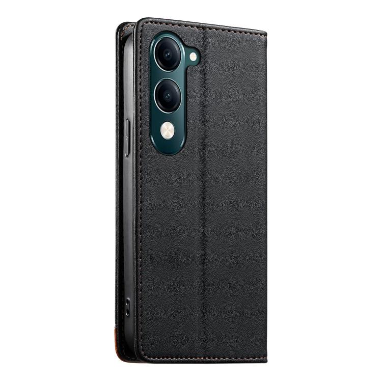 For vivo Y04 4G Dierfeng Splicing Strong Magnetic RFID Vegan Leather Phone Case