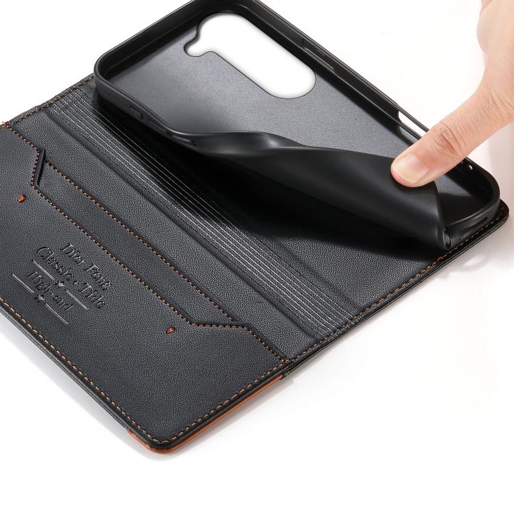 For vivo Y04 4G Dierfeng Splicing Strong Magnetic RFID Vegan Leather Phone Case