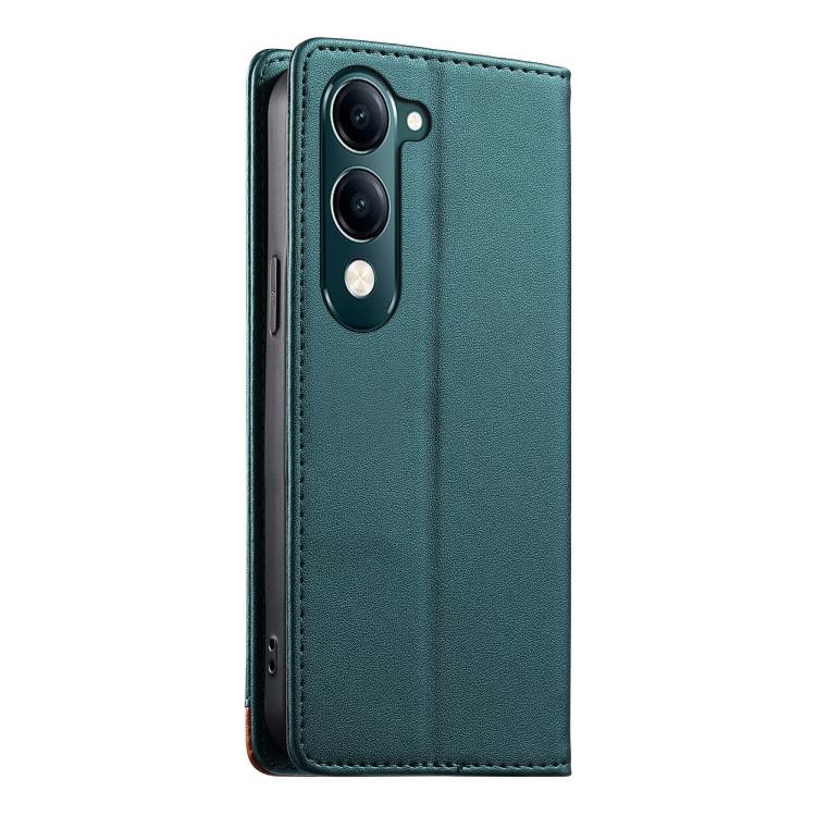 For vivo Y04 4G Dierfeng Splicing Strong Magnetic RFID Vegan Leather Phone Case