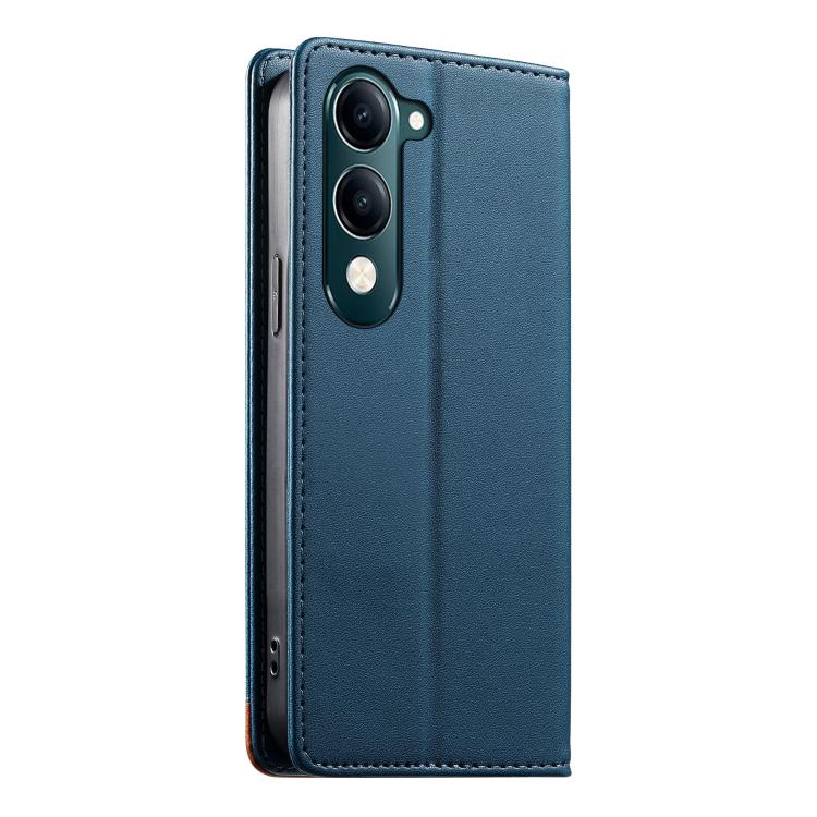 For vivo Y04 4G Dierfeng Splicing Strong Magnetic RFID Vegan Leather Phone Case