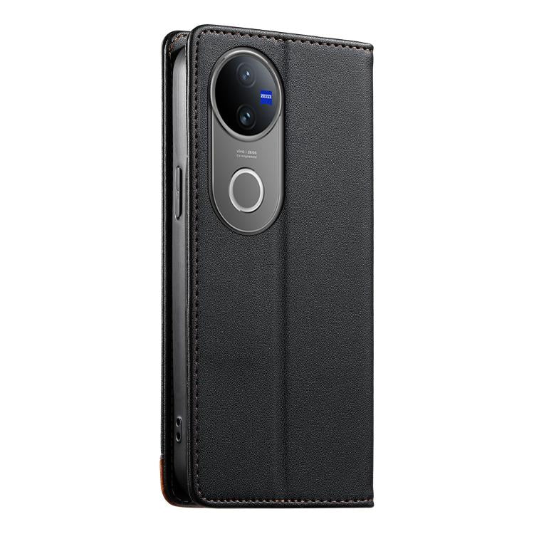 For vivo V50 Dierfeng Splicing Strong Magnetic RFID Vegan Leather Phone Case