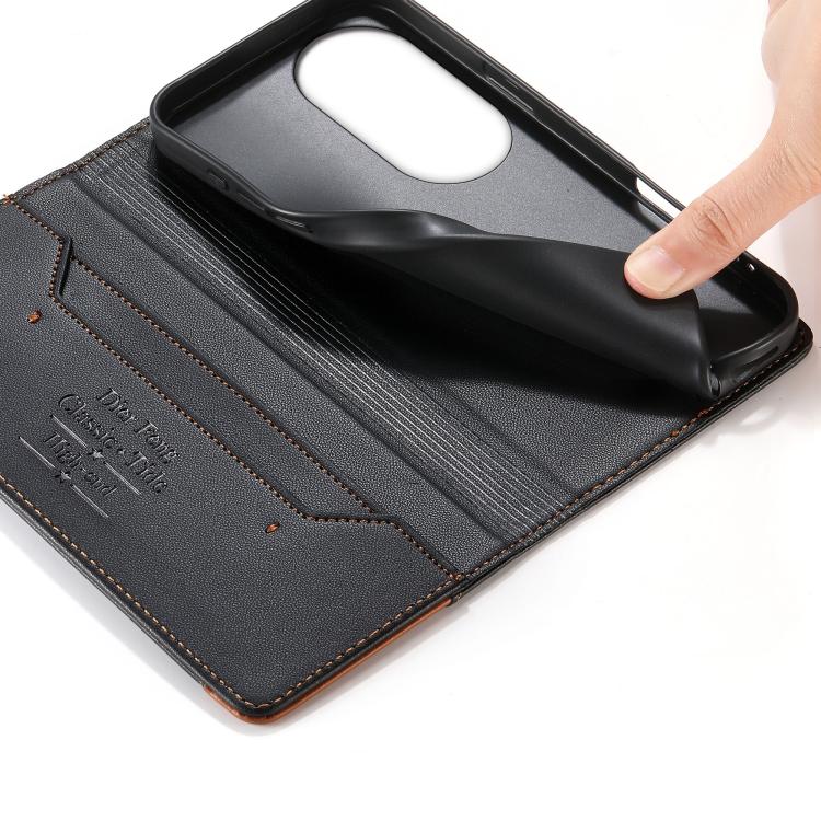 For vivo V50 Dierfeng Splicing Strong Magnetic RFID Vegan Leather Phone Case
