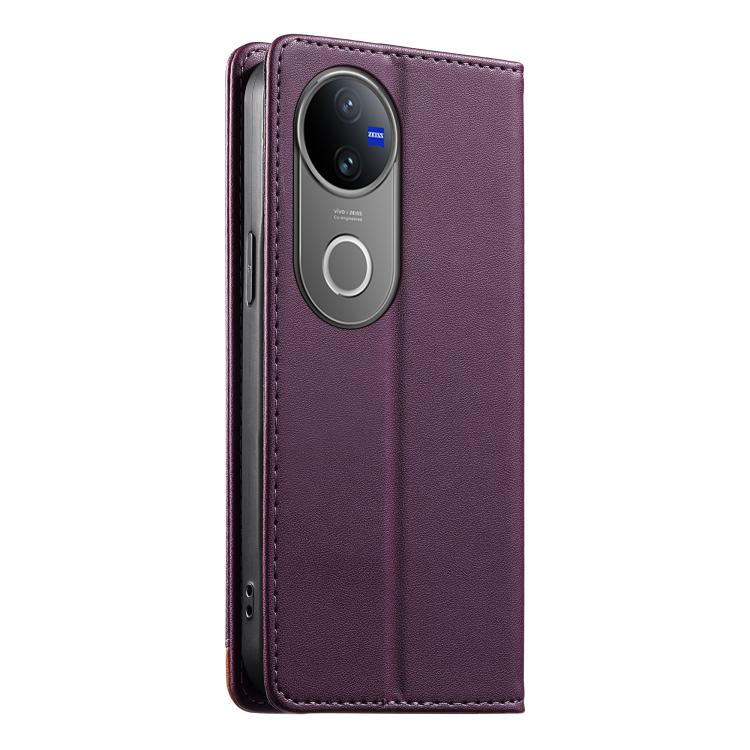For vivo V50 Dierfeng Splicing Strong Magnetic RFID Vegan Leather Phone Case