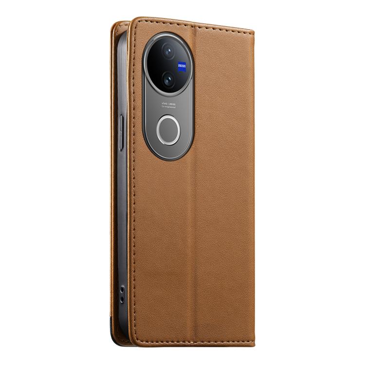 For vivo V50 Dierfeng Splicing Strong Magnetic RFID Vegan Leather Phone Case