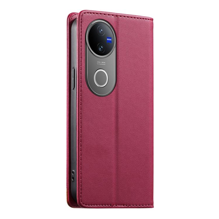 For vivo V50 Dierfeng Splicing Strong Magnetic RFID Vegan Leather Phone Case