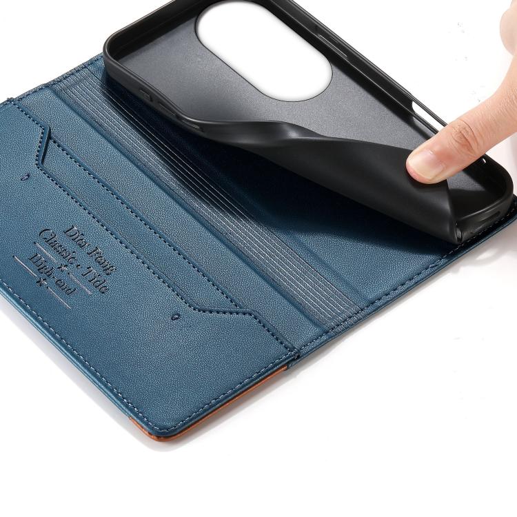 For vivo V50 Dierfeng Splicing Strong Magnetic RFID Vegan Leather Phone Case