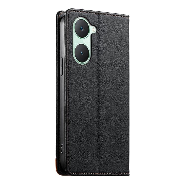For vivo Y03 Dierfeng Splicing Strong Magnetic RFID Vegan Leather Phone Case