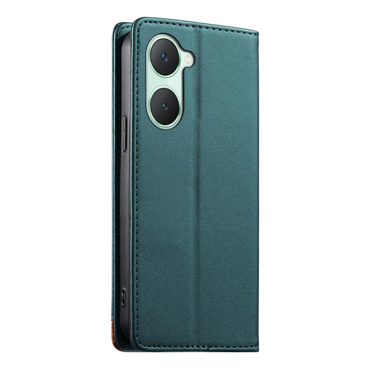 For vivo Y03 Dierfeng Splicing Strong Magnetic RFID Vegan Leather Phone Case