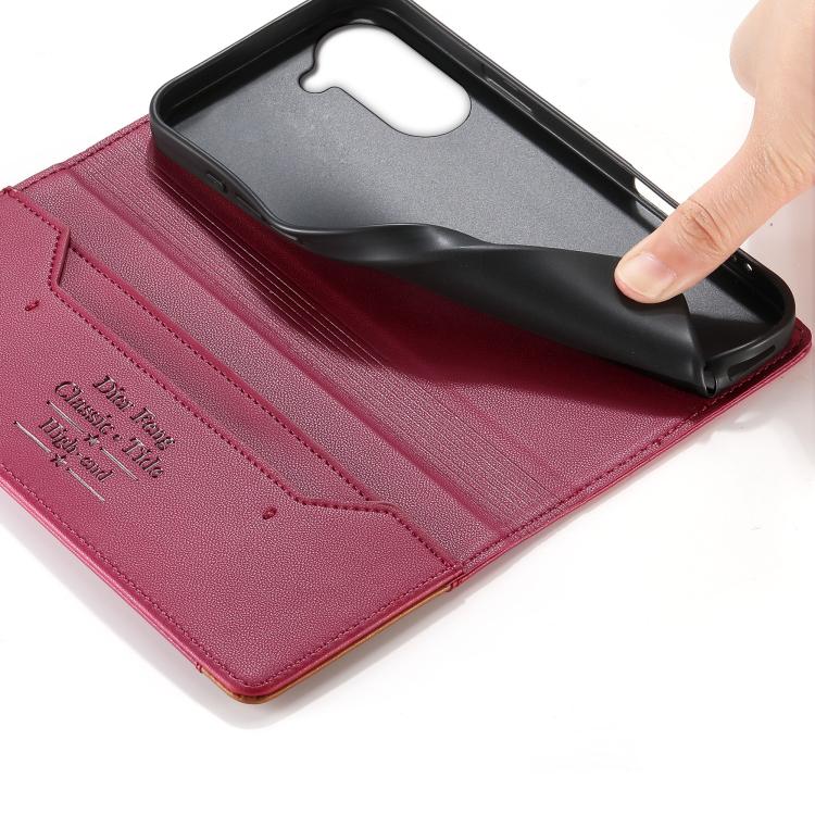 For vivo Y03 Dierfeng Splicing Strong Magnetic RFID Vegan Leather Phone Case