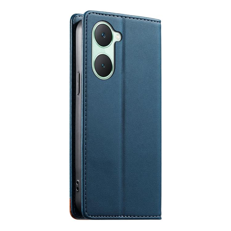 For vivo Y03 Dierfeng Splicing Strong Magnetic RFID Vegan Leather Phone Case