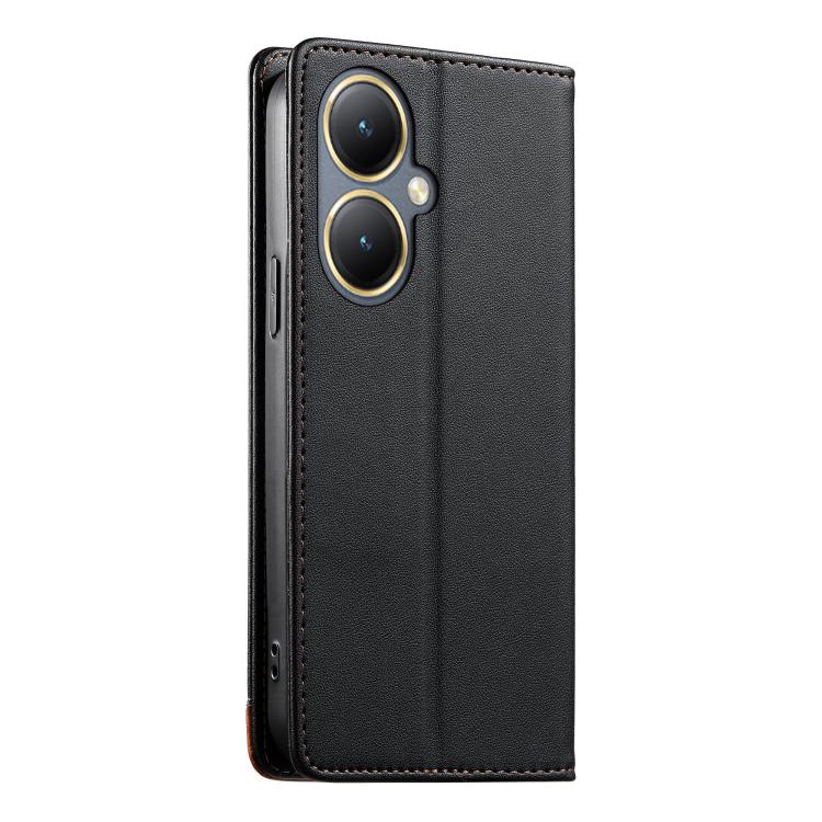 For vivo Y35+ Dierfeng Splicing Strong Magnetic RFID Vegan Leather Phone Case
