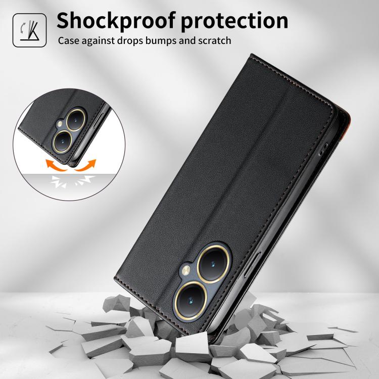 For vivo Y35+ Dierfeng Splicing Strong Magnetic RFID Vegan Leather Phone Case