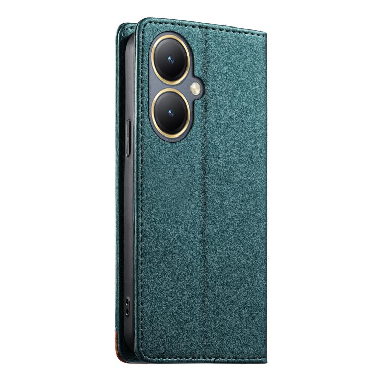 For vivo Y35+ Dierfeng Splicing Strong Magnetic RFID Vegan Leather Phone Case
