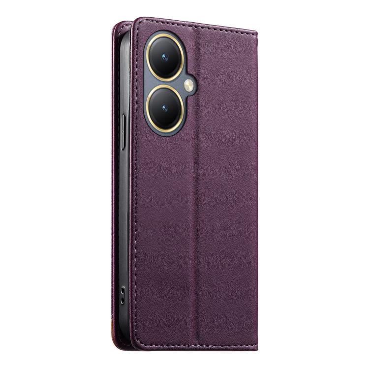 For vivo Y35+ Dierfeng Splicing Strong Magnetic RFID Vegan Leather Phone Case