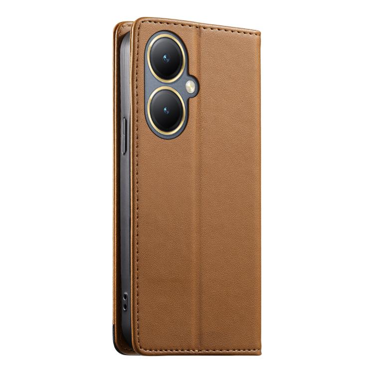 For vivo Y35+ Dierfeng Splicing Strong Magnetic RFID Vegan Leather Phone Case