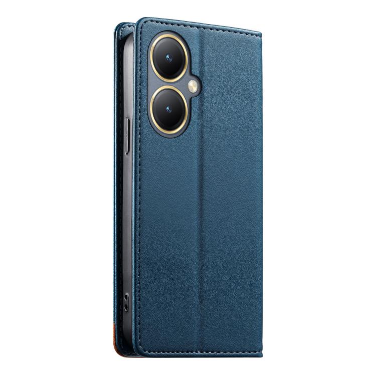 For vivo Y35+ Dierfeng Splicing Strong Magnetic RFID Vegan Leather Phone Case