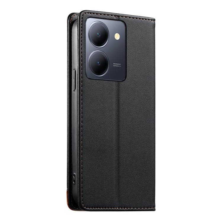 For vivo Y36 5G Dierfeng Splicing Strong Magnetic RFID Vegan Leather Phone Case