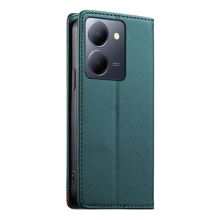 For vivo Y36 5G Dierfeng Splicing Strong Magnetic RFID Vegan Leather Phone Case