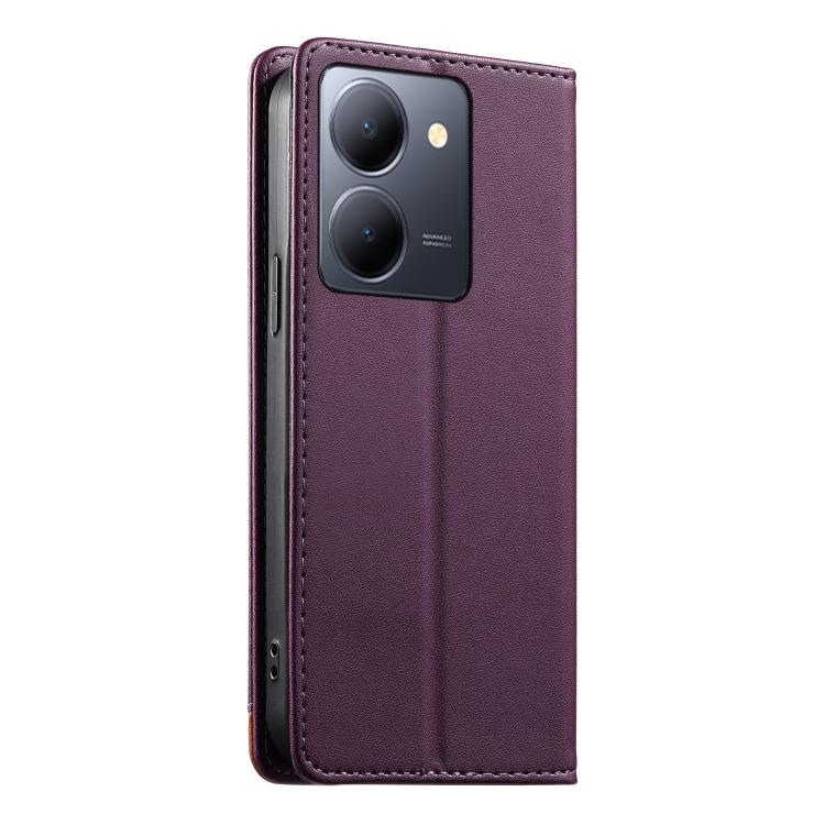 For vivo Y36 5G Dierfeng Splicing Strong Magnetic RFID Vegan Leather Phone Case