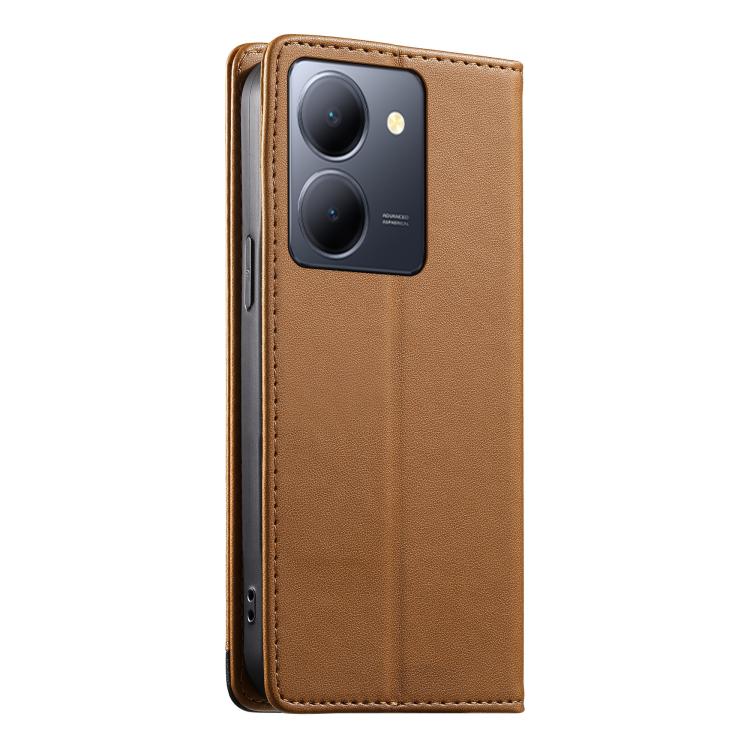 For vivo Y36 5G Dierfeng Splicing Strong Magnetic RFID Vegan Leather Phone Case