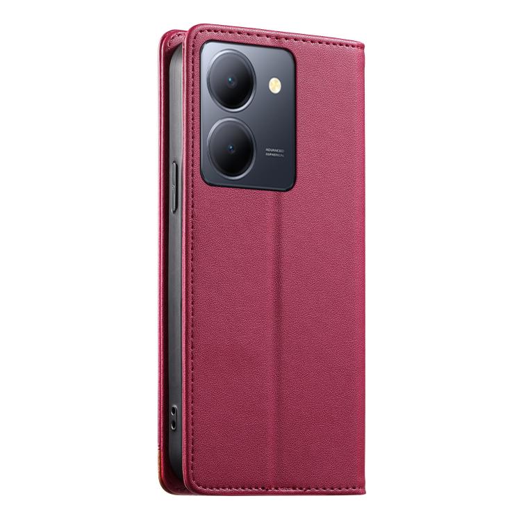 For vivo Y36 5G Dierfeng Splicing Strong Magnetic RFID Vegan Leather Phone Case