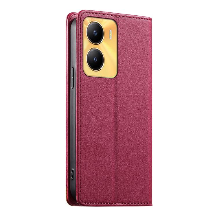 For vivo Y56 Dierfeng Splicing Strong Magnetic RFID Vegan Leather Phone Case