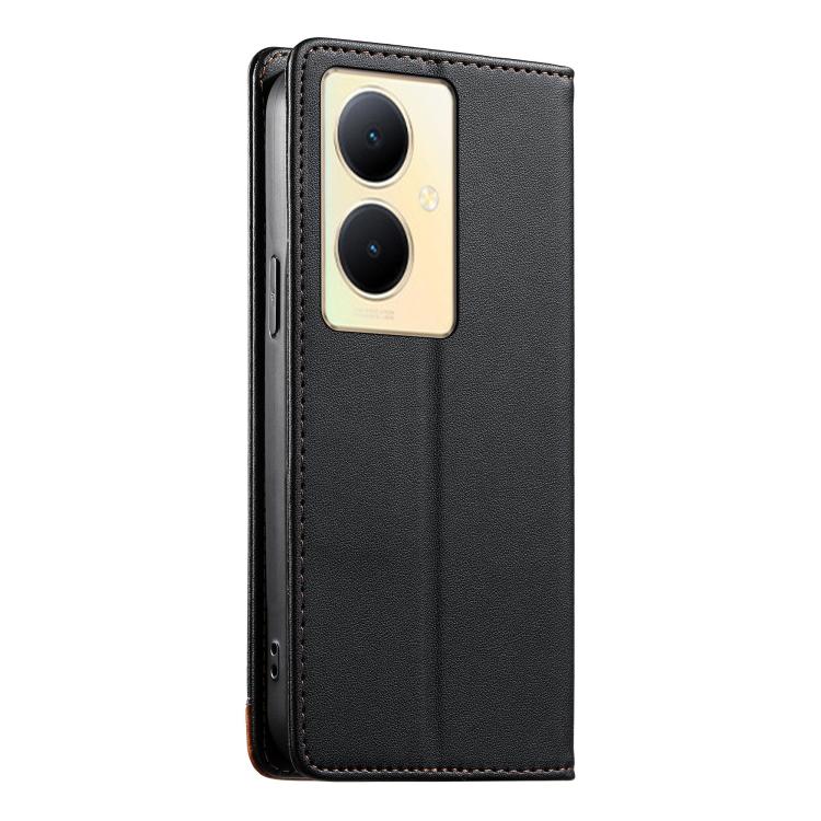 For vivo Y78+ Dierfeng Splicing Strong Magnetic RFID Vegan Leather Phone Case