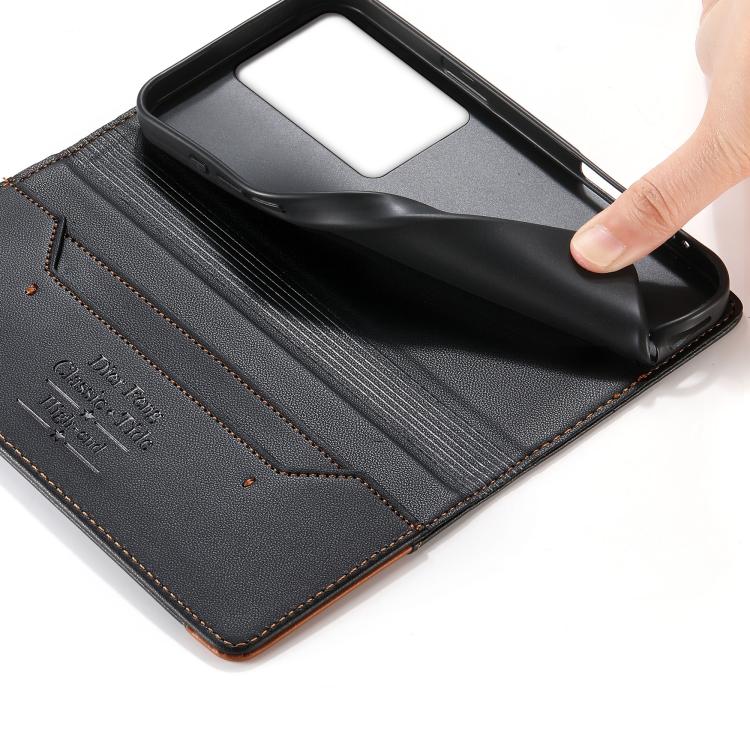 For vivo Y78+ Dierfeng Splicing Strong Magnetic RFID Vegan Leather Phone Case