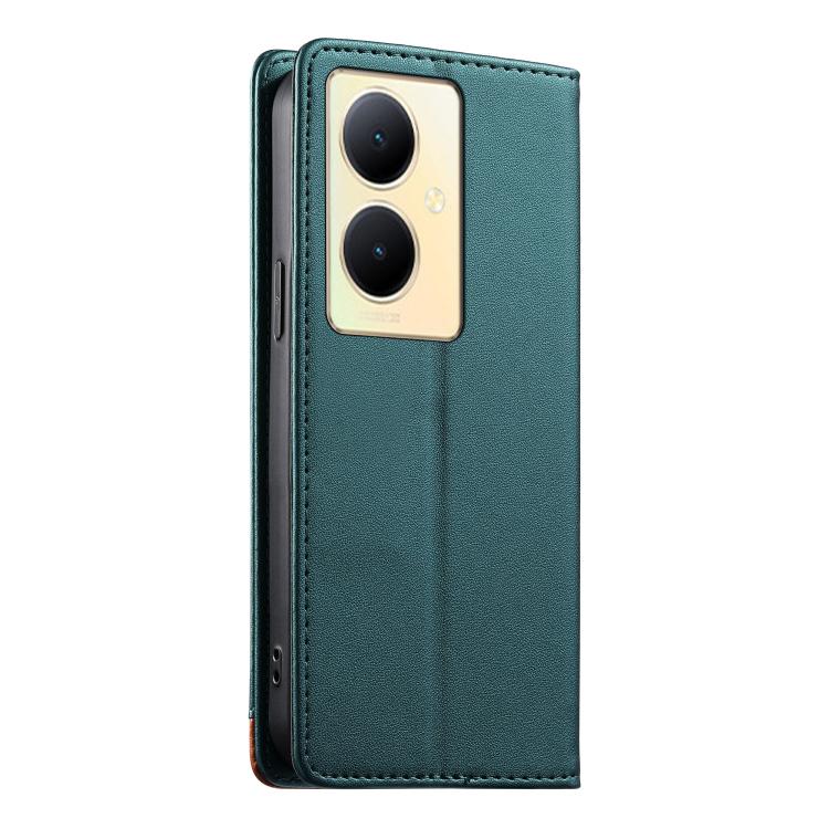 For vivo Y78+ Dierfeng Splicing Strong Magnetic RFID Vegan Leather Phone Case