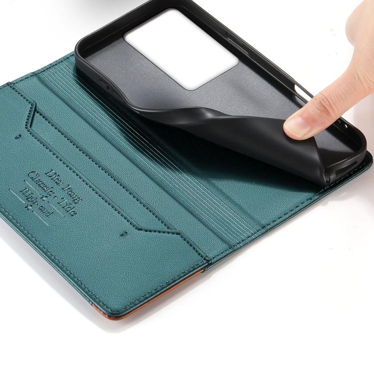 For vivo Y78+ Dierfeng Splicing Strong Magnetic RFID Vegan Leather Phone Case