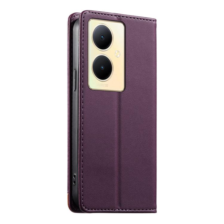 For vivo Y78+ Dierfeng Splicing Strong Magnetic RFID Vegan Leather Phone Case