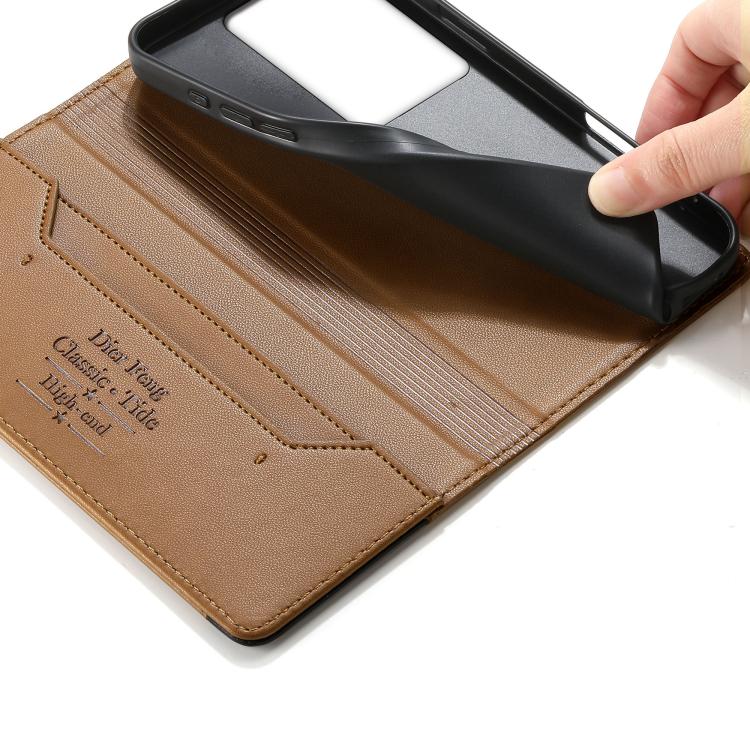 For vivo Y78+ Dierfeng Splicing Strong Magnetic RFID Vegan Leather Phone Case