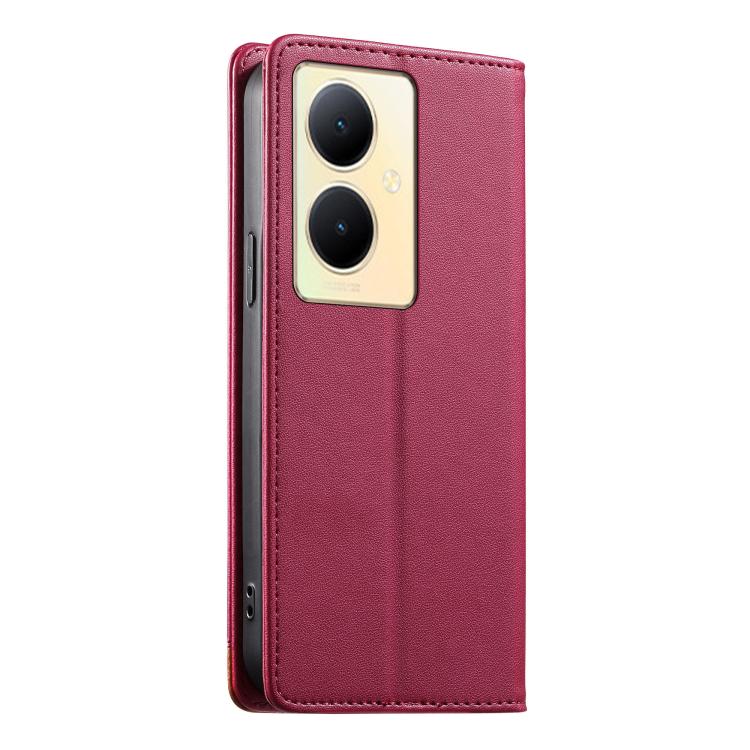 For vivo Y78+ Dierfeng Splicing Strong Magnetic RFID Vegan Leather Phone Case