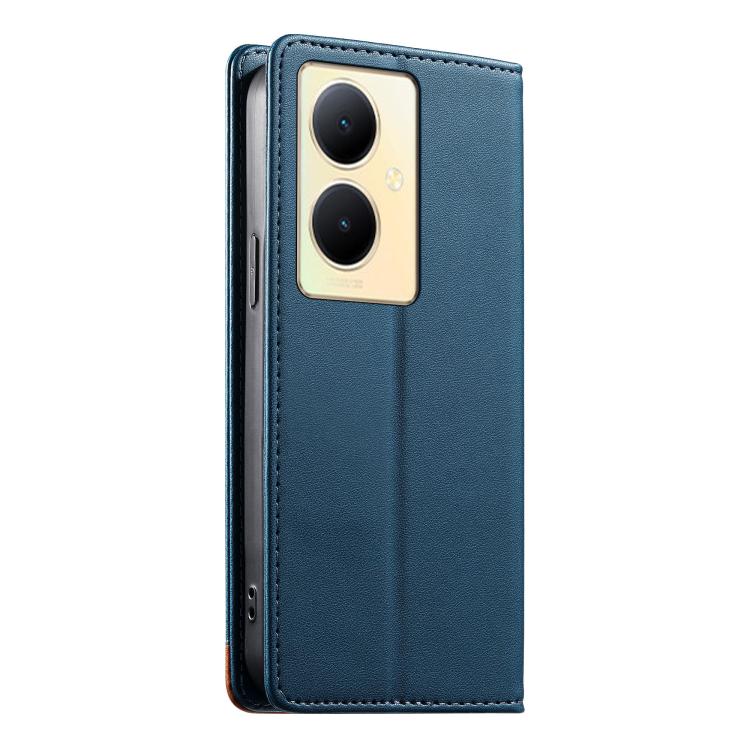 For vivo Y78+ Dierfeng Splicing Strong Magnetic RFID Vegan Leather Phone Case