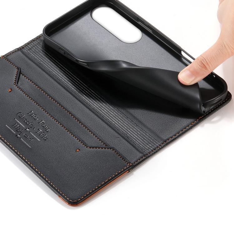 For vivo V70 FE 5G Dierfeng Splicing Strong Magnetic RFID Vegan Leather Phone Case
