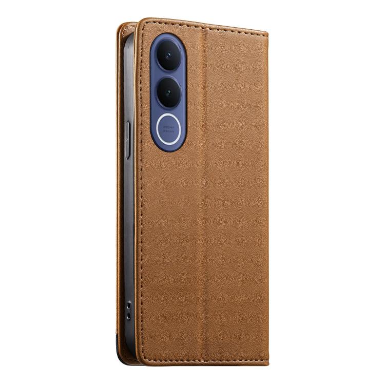 For vivo V70 FE 5G Dierfeng Splicing Strong Magnetic RFID Vegan Leather Phone Case