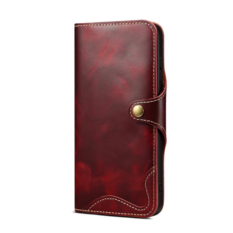 For Samsung Galaxy S26 5G Denior B01 Oil Wax Cowhide Magnetic Button Genuine Leather Case